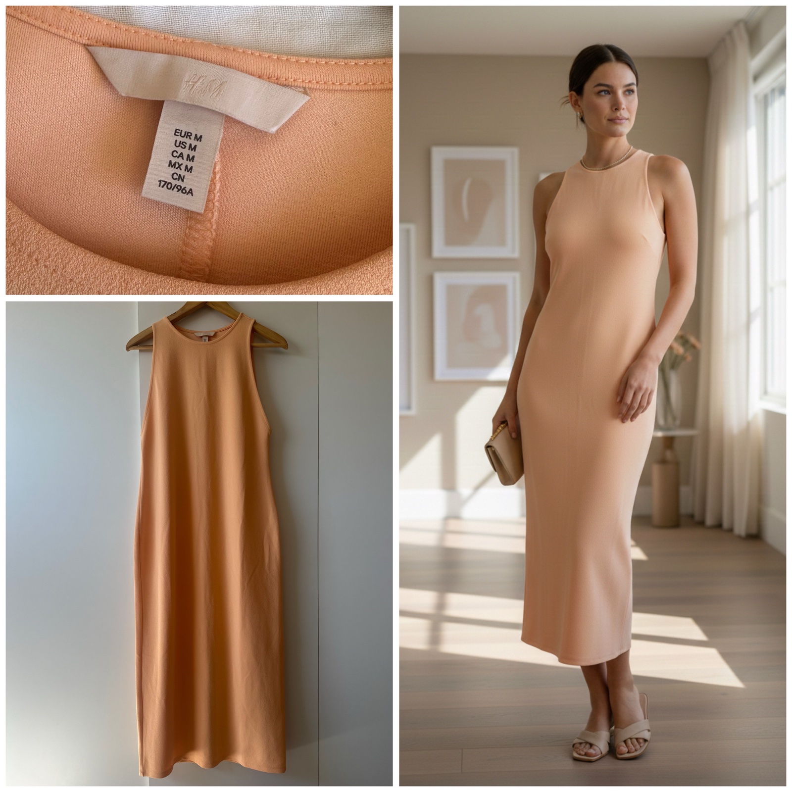 Sublime Robe Midi H&M – Couleur Pêche / Abricot (Taille M) – État Neuf ✨