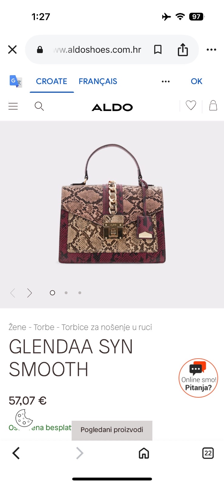 Sac à main ALDO Modèle "Glendaa" – Style Chic & Old Money / Effet Python bordeaux et beige – Très bon état🔥✨