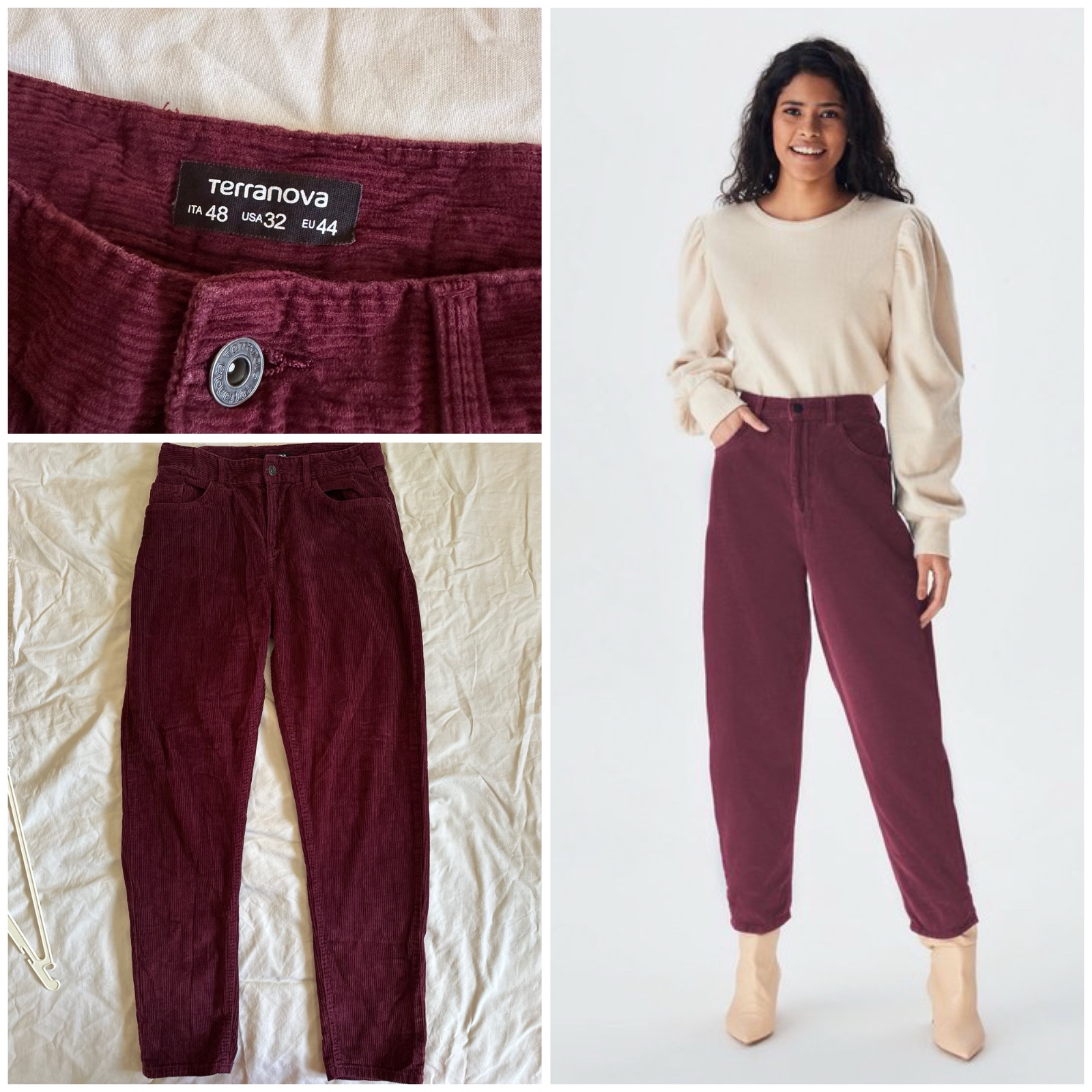 Pantalon carotte en velours côtelé - Terranova 🌹