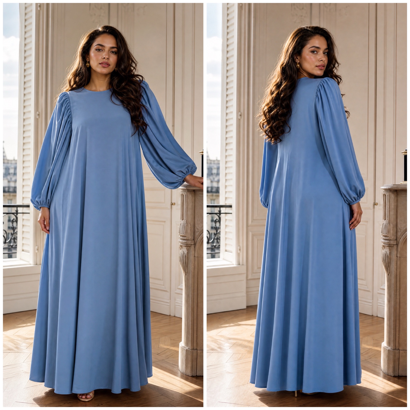 👗 Magnifique Robe Longue Bleu Ciel – Style Chic & Élégant✨🤍