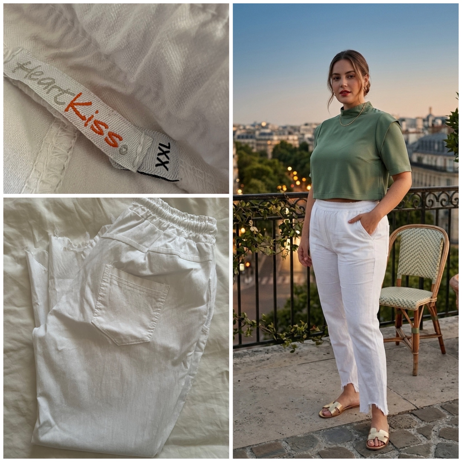 Pantalon Blanc "Heart Kiss" – Style Chic & Décontracté 🔥🔥🌹