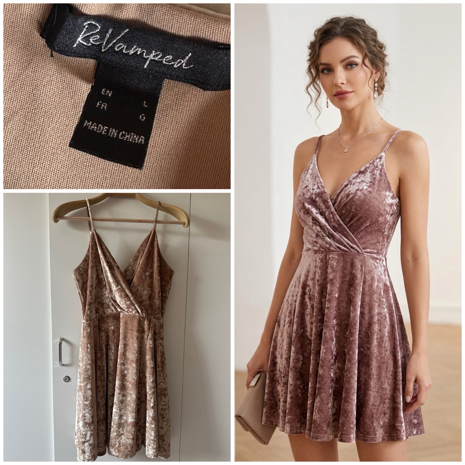 Robe Patineuse en Velours Frappé Nude 🌹🌹🔥