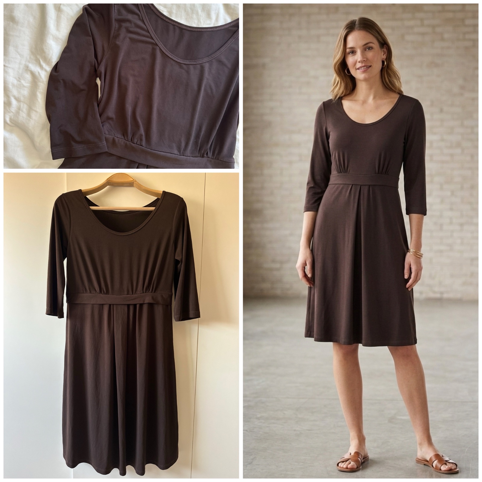 Sublime robe patineuse marron chocolat – Coupe cintrée & élégante🌹🤎✨