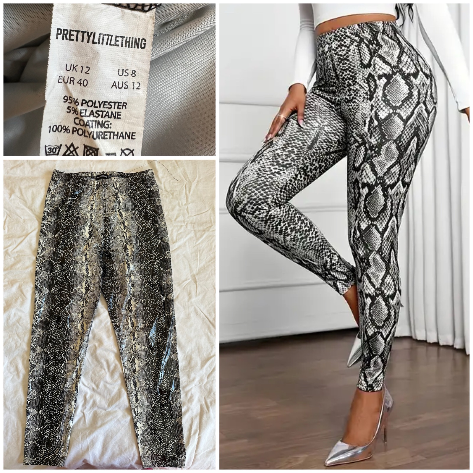 Legging Effet Cuir Serpent - PrettyLittleThing 🌹