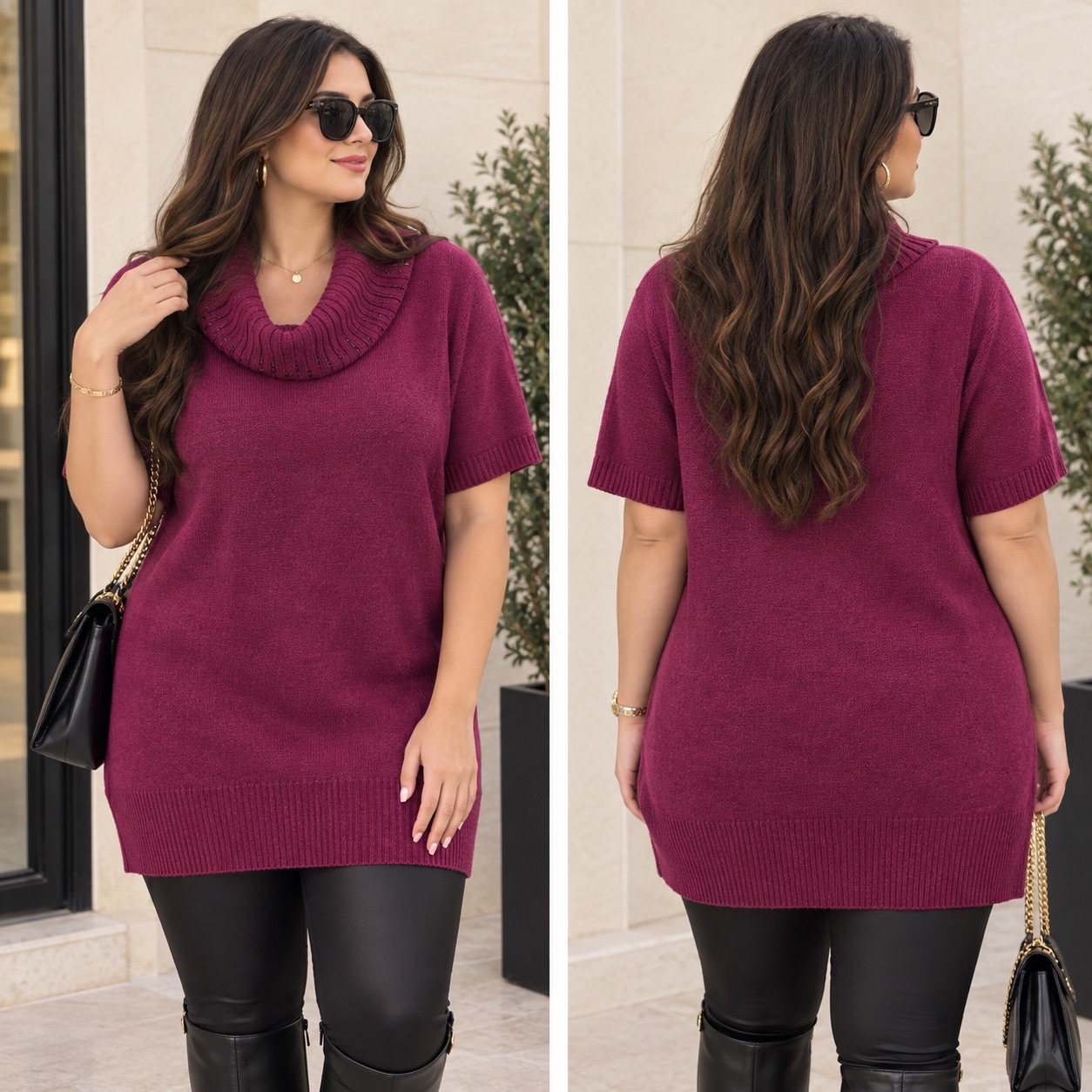 🔥 ✨ Pull col roulé oversize violet / prune – chic, élégant & ultra tendance – coupe confortable parfaite pour l’hiver ✨💜🌸❤️🔥🌹