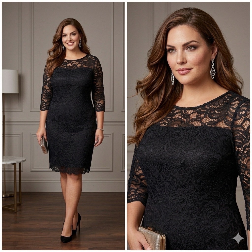 ✨ Magnifique Robe Noire Chic Dentelle Transparente - Idéale Soirée / Dîner - 🔥🔥🔥🌹🥰💞✨