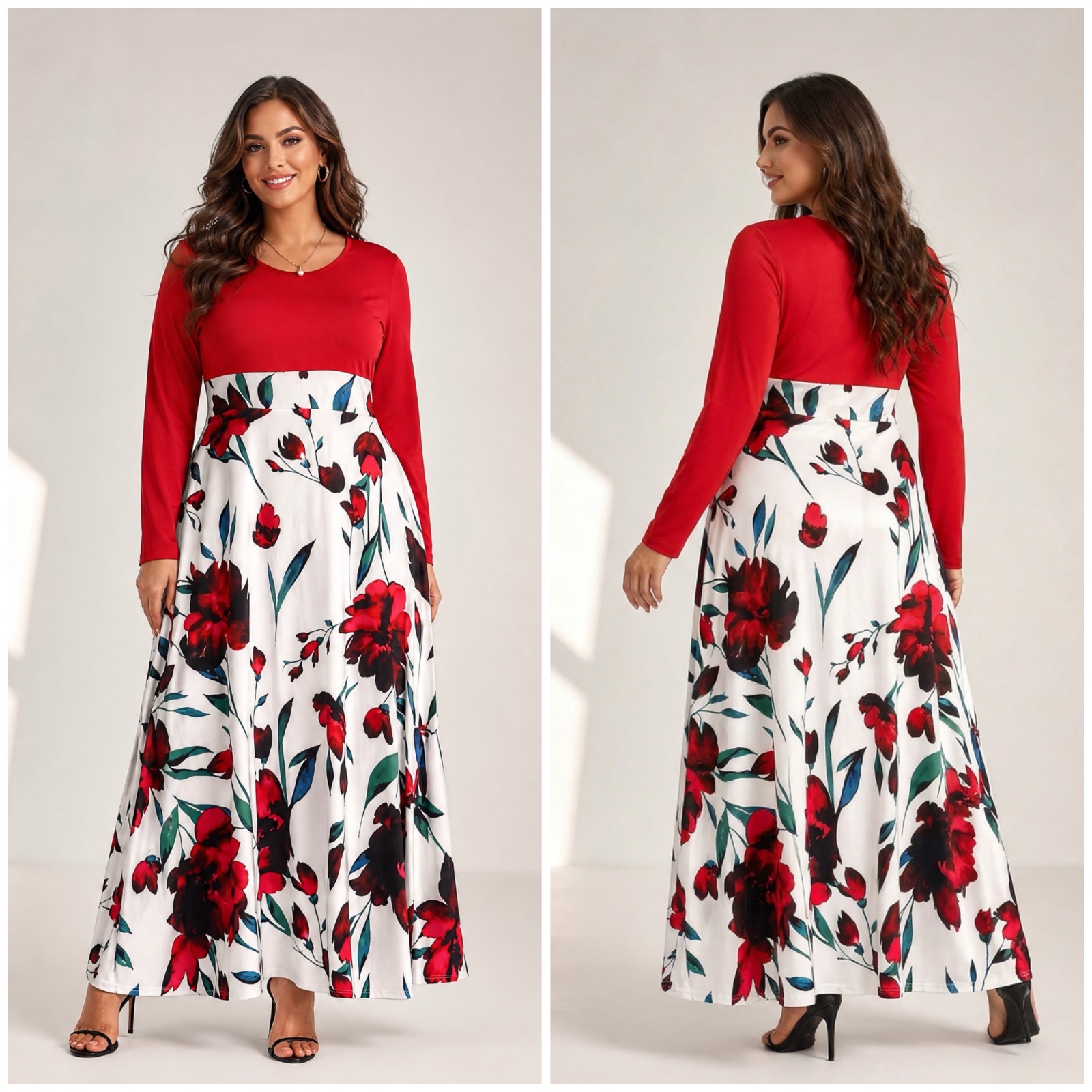 💖 Coup de Cœur ! Robe Longue Fluide Rouge & Florale 🌸 Spécial Grande Taille 3XL 👗 Chic & Confortable 🌟🔥🌹✨🥰❤️