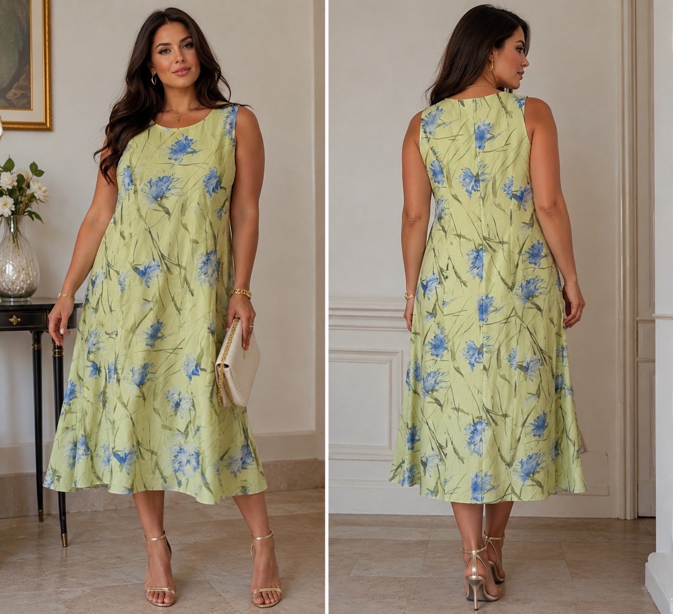 Robe fluide fleurie pastel style chic romantique coupe évasée grande taille – élégante et légère pour printemps/été 🌸🔥🥰💛✨💞🔥