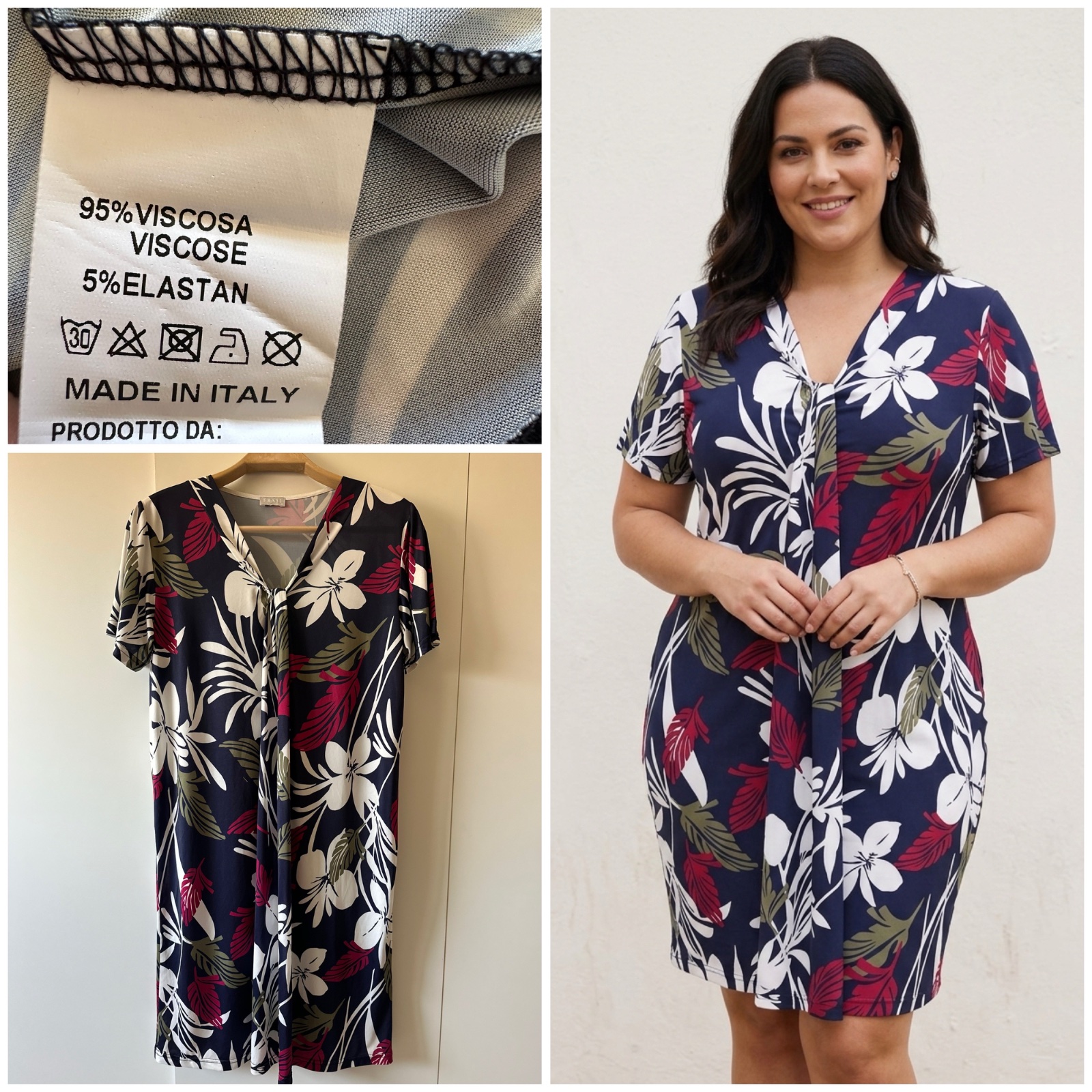 Robe d’été FRASI Made in Italy – Motif Tropical – Viscose ✨✨💞🌸