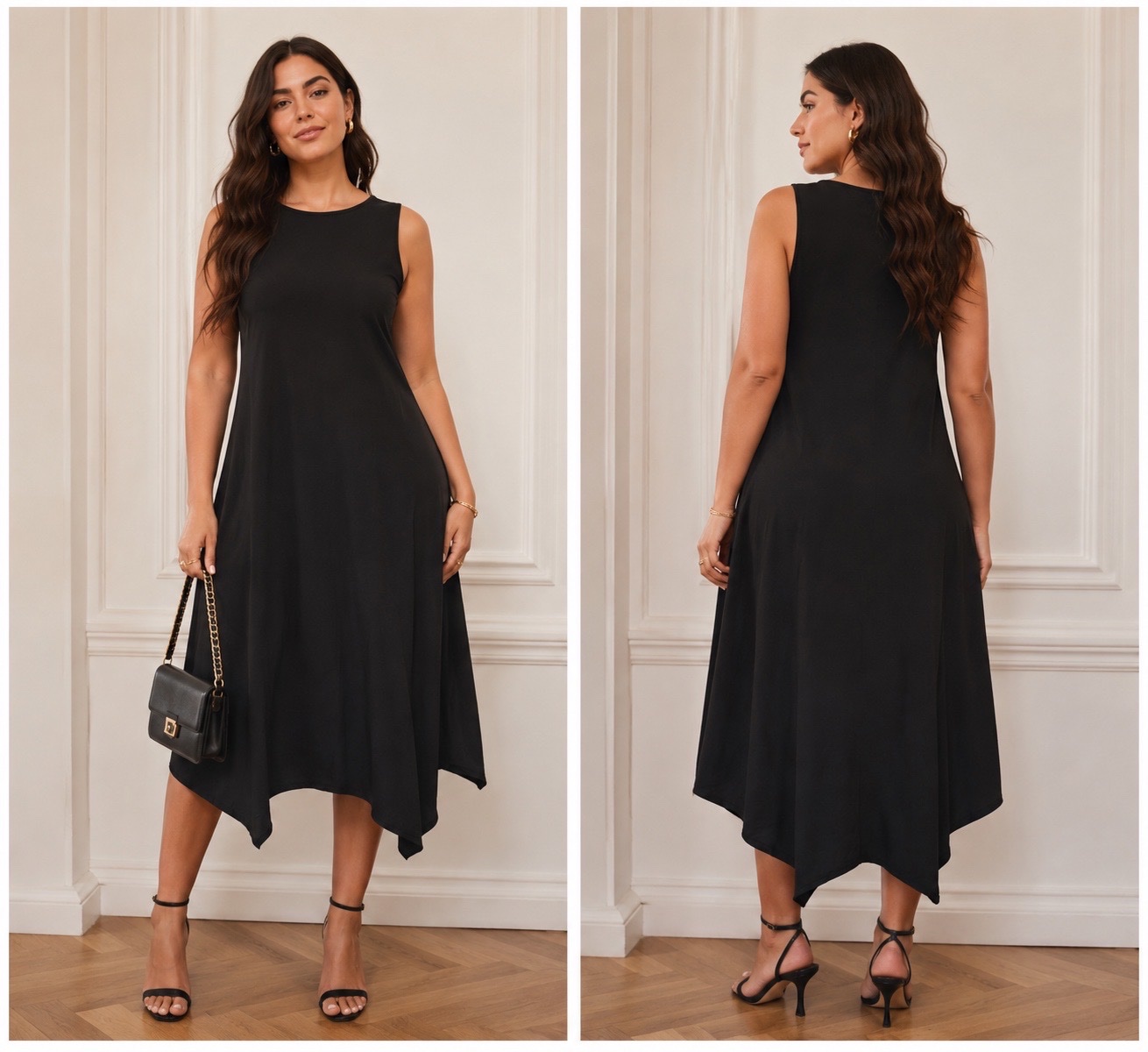 🔥Robe noire chic sans manches à coupe fluide asymétrique – Élégante, confortable et flatteuse pour toutes les silhouettes🔥🔥💕🖤🔥🌹