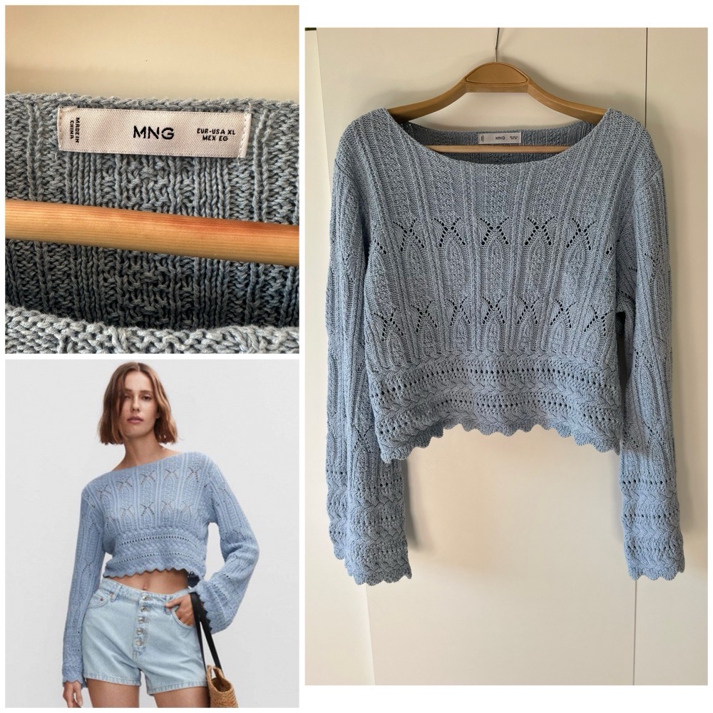 PULL-OVER AJOURÉ MANCHES CLOCHE 🌹🌹🩵