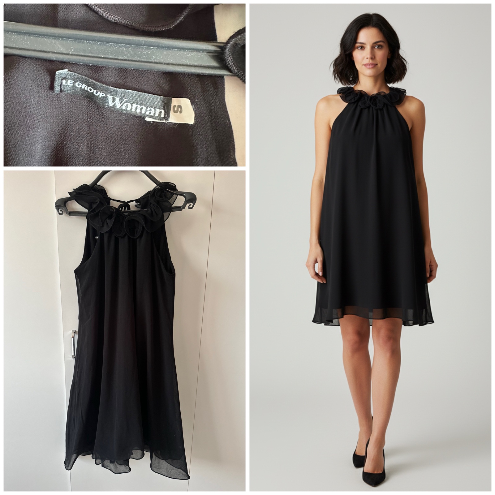 🖤 Robe Noire Fluide à Col Volanté – Style Chic & Intemporel 🌹