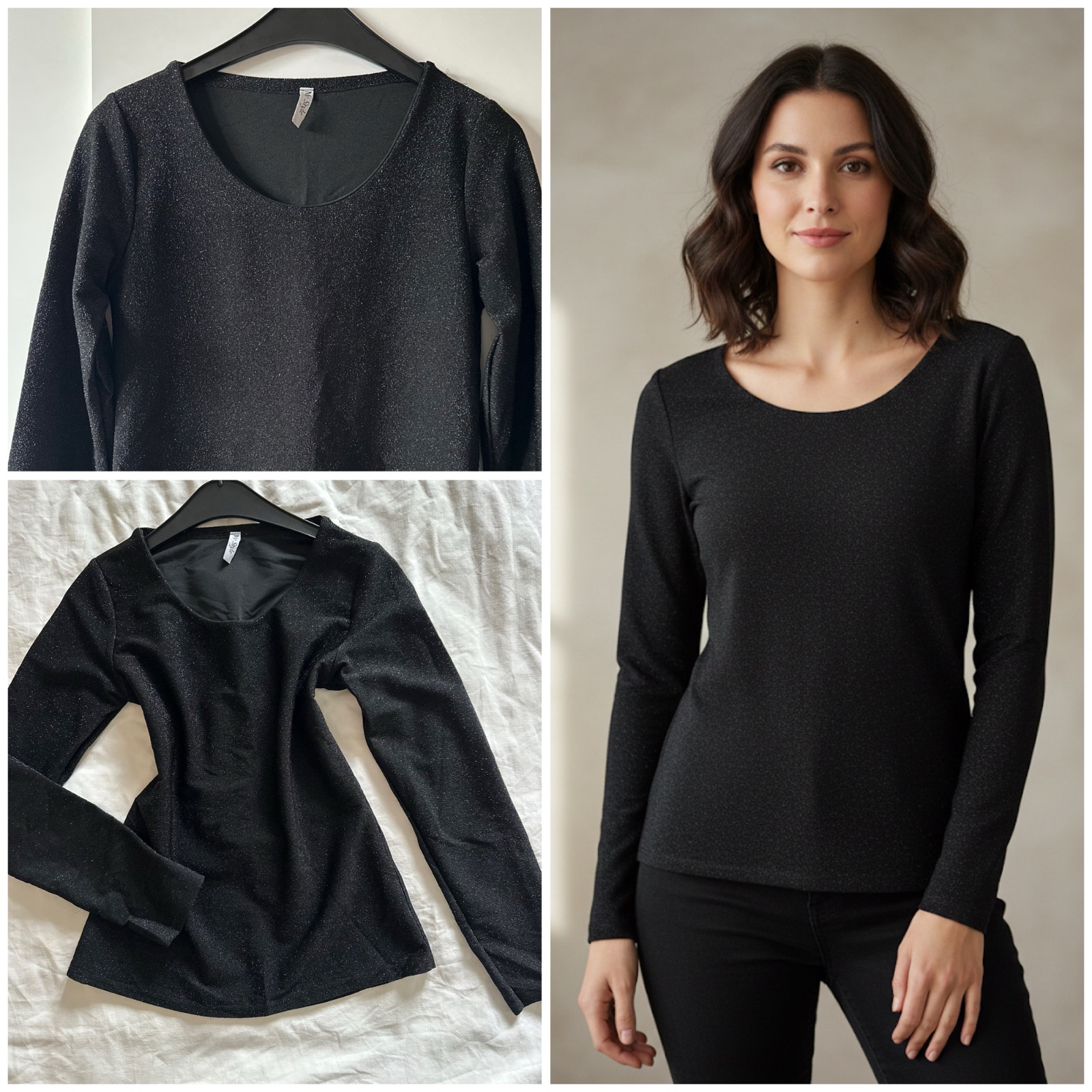 Pull Noir Scintillant "My Style" – Chic & Stretch (Made in Italy) 🌹🥰🔥