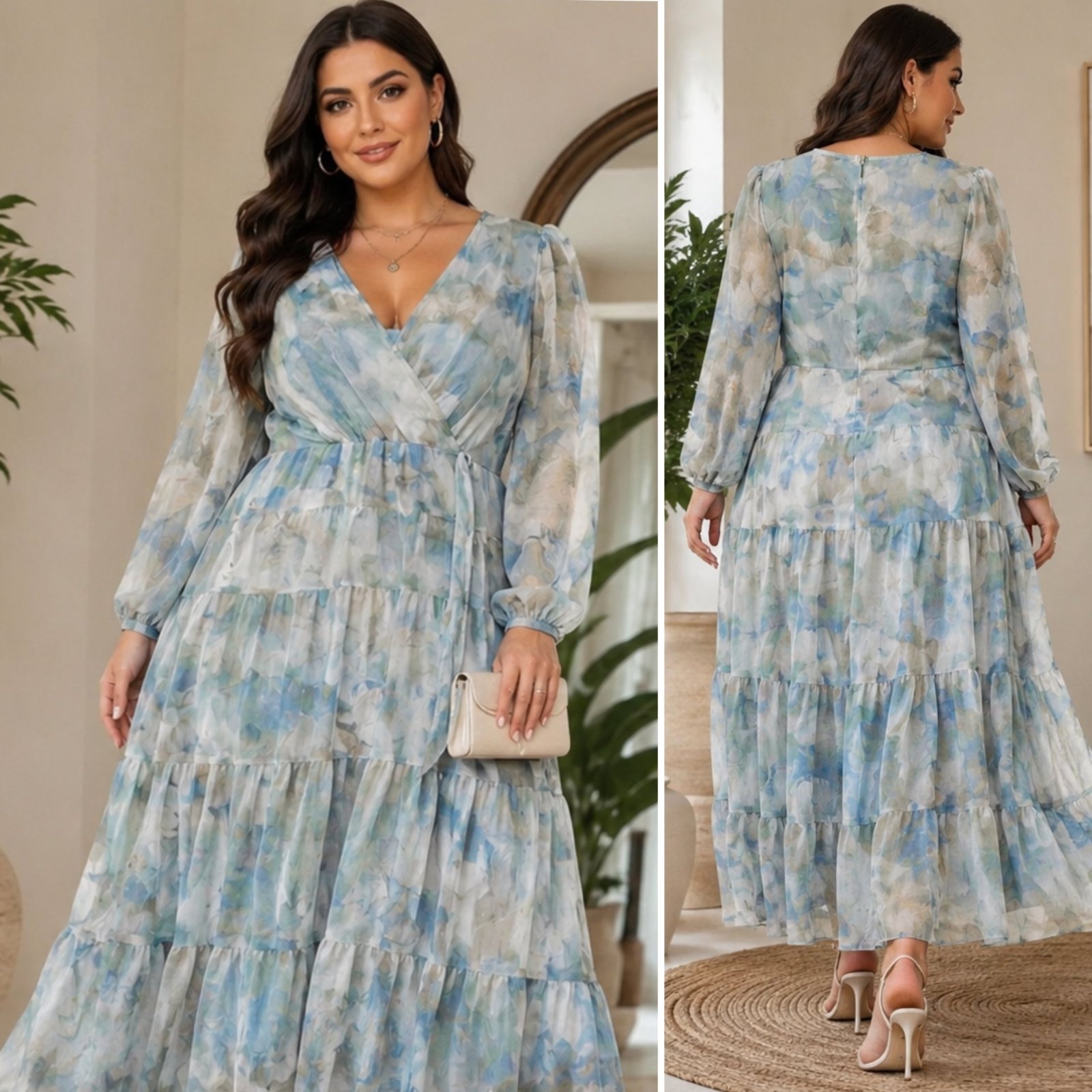 💙✨ Robe Calvin Klein Bleu & Blanc – Élégante, Fluide & Féminine – Coupe Volantée Chic – Parfaite pour Cérémonie, Soirée ou Été 🌸💙🌹🔥🩵🌹💞