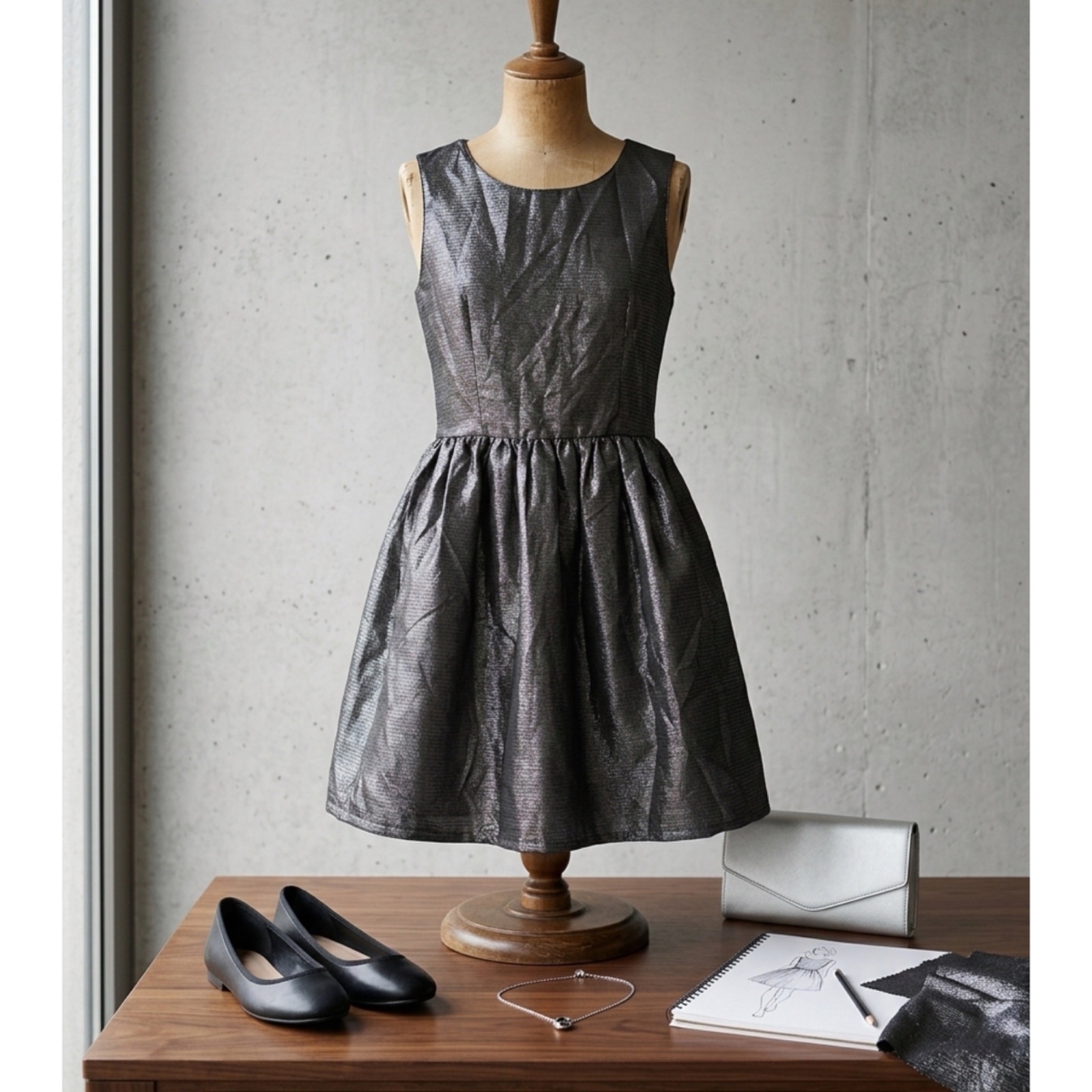 Robe de fête argentée métallisée 🌹🖤