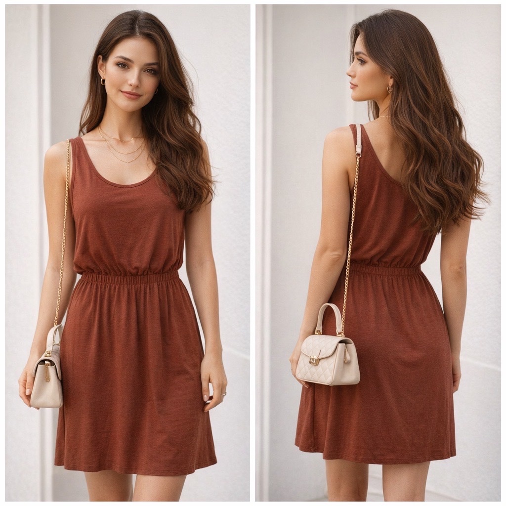 ✨ SPLENDIDE ROBE H&M BASICS TERRACCOTA (COTTON/MODAL) TAILLE M - COMME NEUVE & SOYEUSE ✨ - Idéal Été / Ville / Plage !🌹🔥🥰🤎🌸🔥🔥