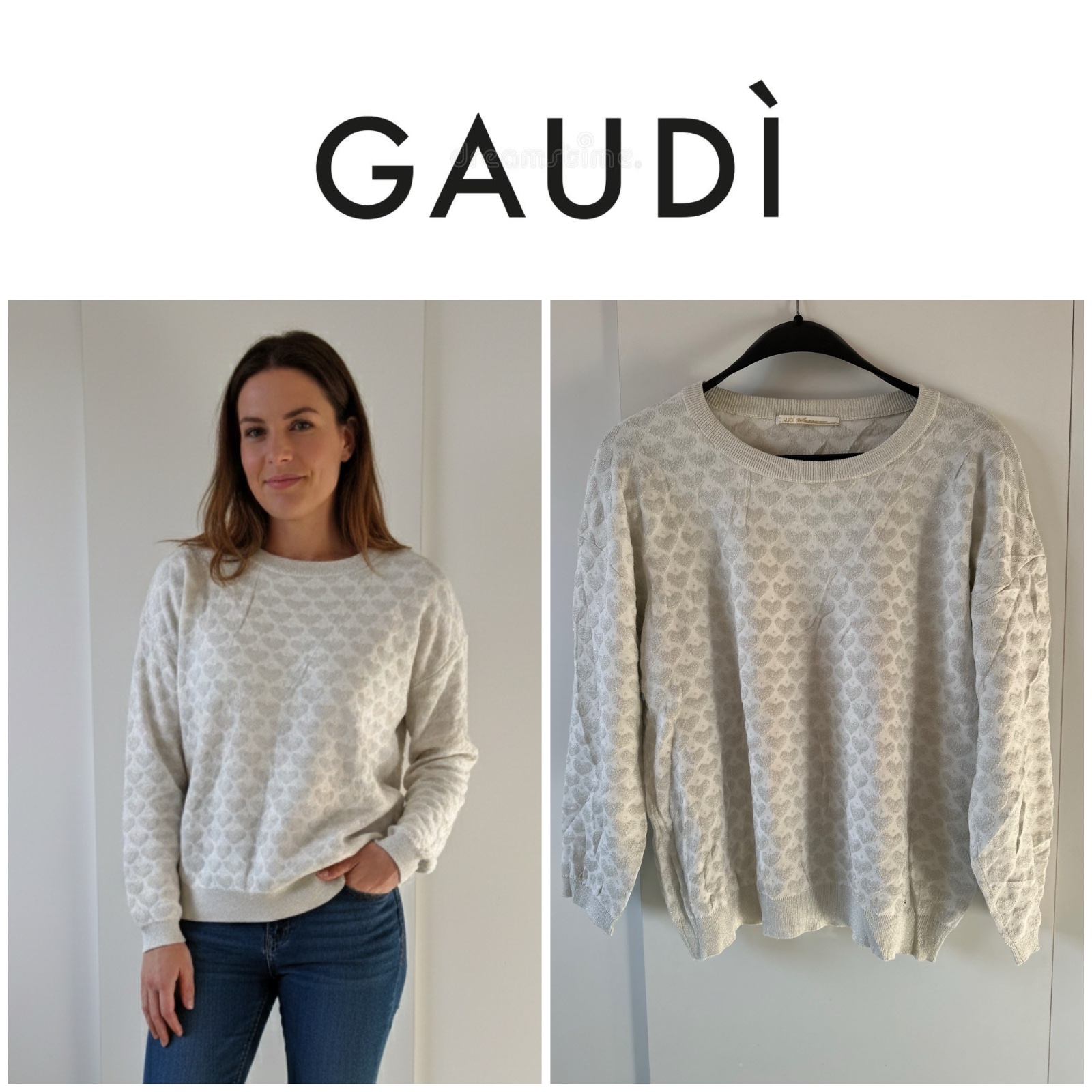 Magnifique pull Gaudì avec des coeurs argenté 😍🌹