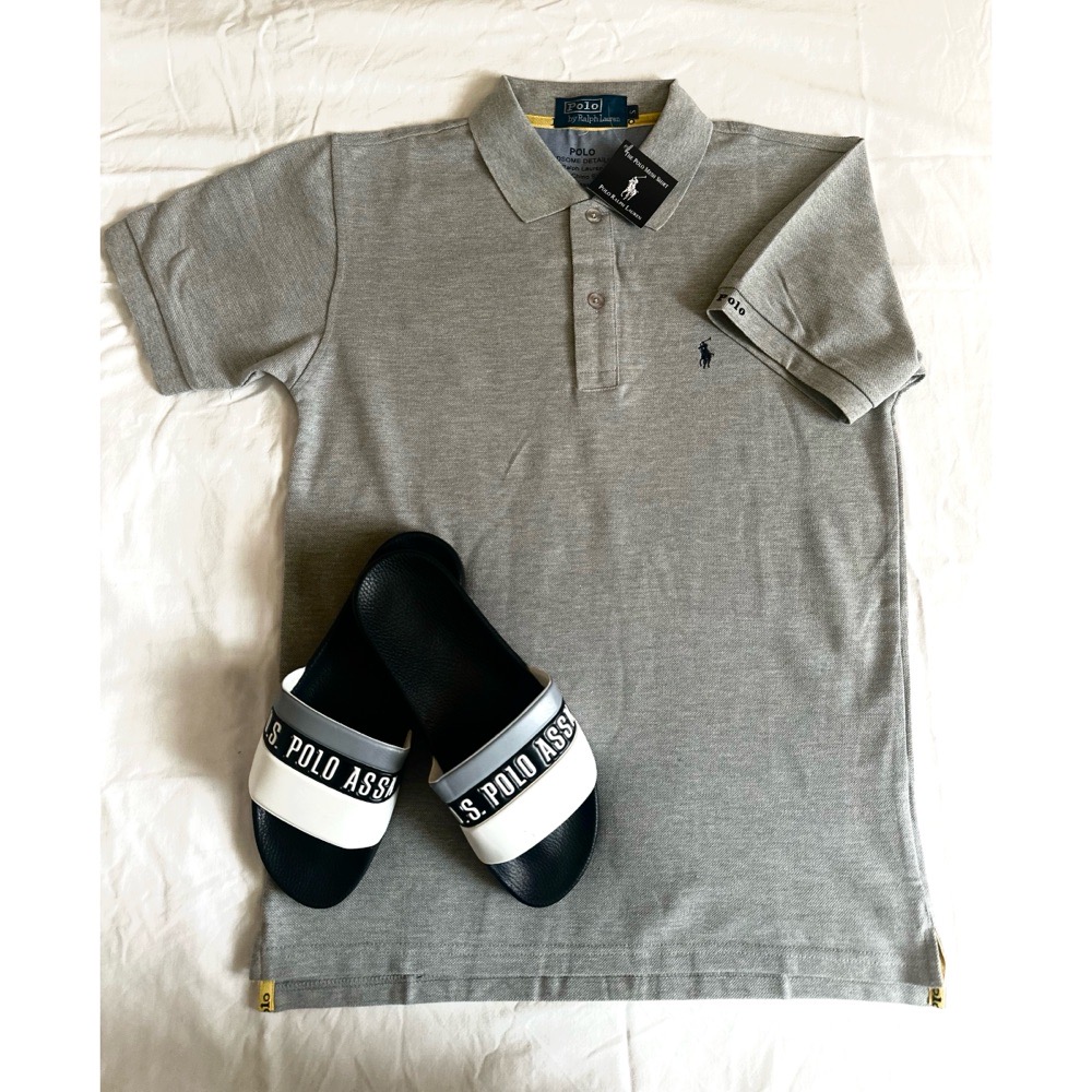 T-shirt Polo Ralph Lauren + Claquettes U.S Polo Assn. 🌹🩶