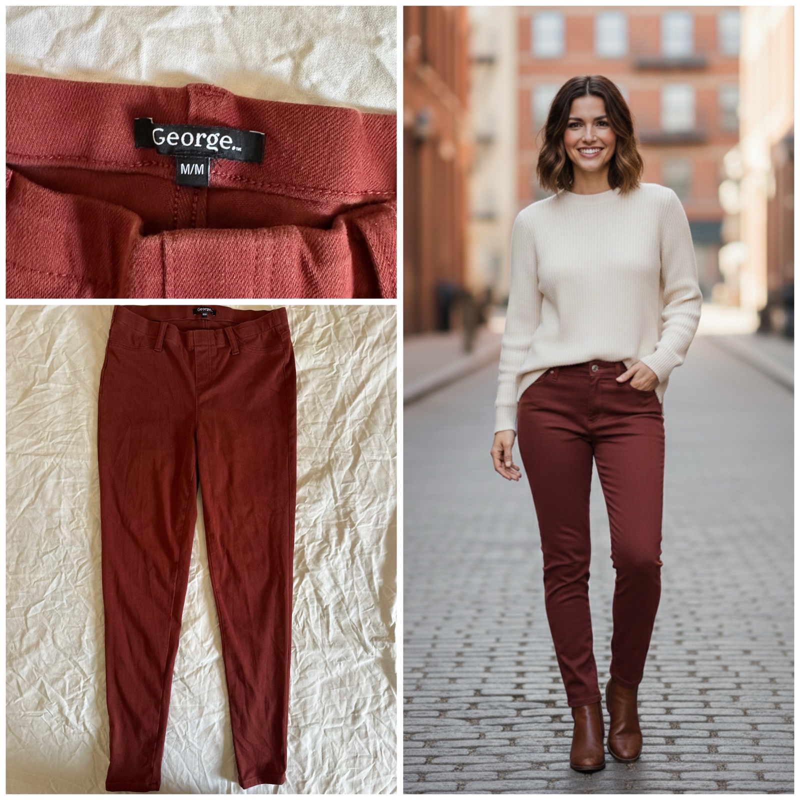 Jegging George - Taille M - Couleur Bordeaux/Terracotta 🌹