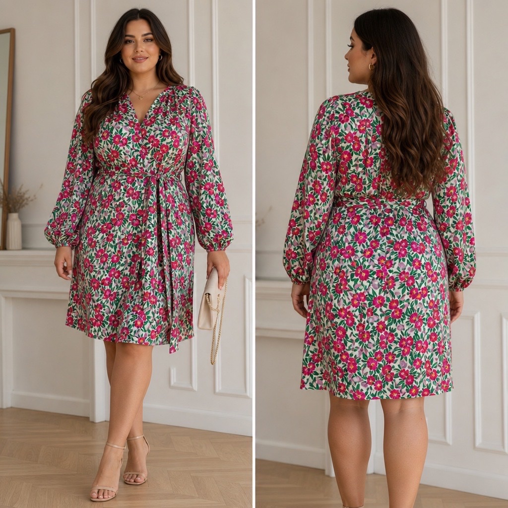 ✨🌺 Robe Draper James Fleurie Chic & Romantique – Coupe Flatteuse Taille Ceinturée, Manches Longues Élégantes, Longueur Genou, Style Féminin & Raffiné 🌺🌹🌸🔥💕💞