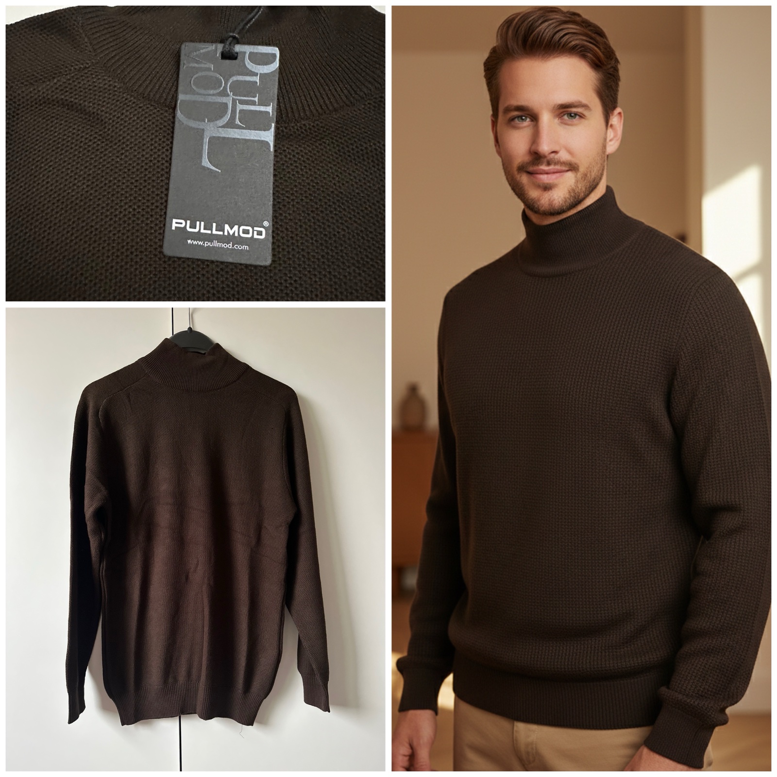 Pull homme col cheminée – 50% coton / 50% acrylique 😍🌹💞
