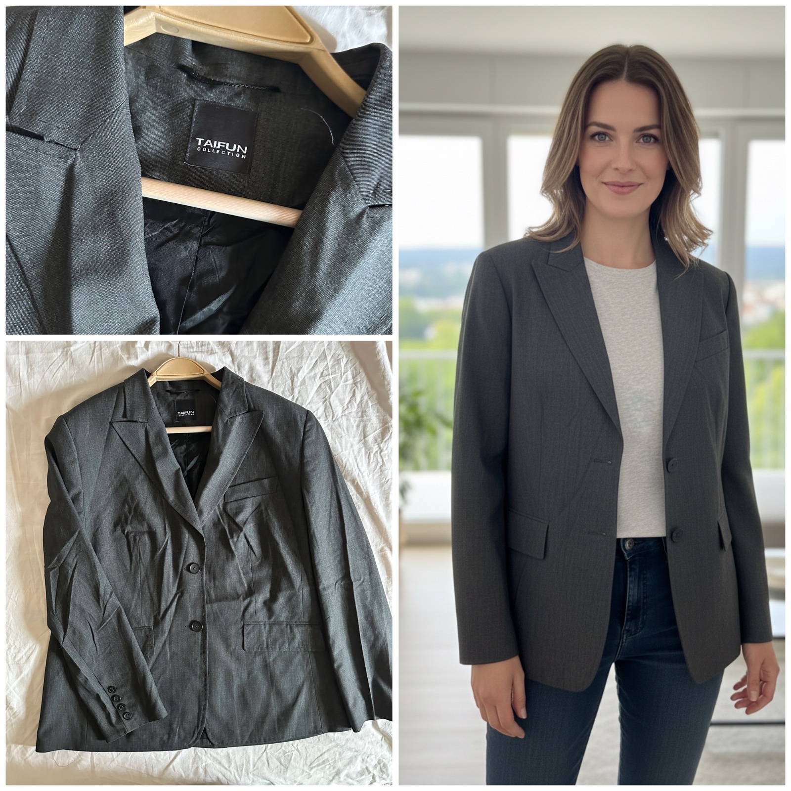 Blazer Gris Anthracite TAIFUN – Coupe Élégante & Détails Couture🌹