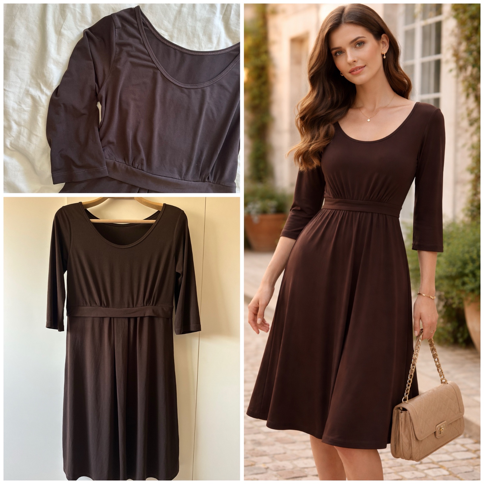 Robe Patineuse Chocolat - Coupe Élégante & Féminine ✨ 🔥🤎🌹