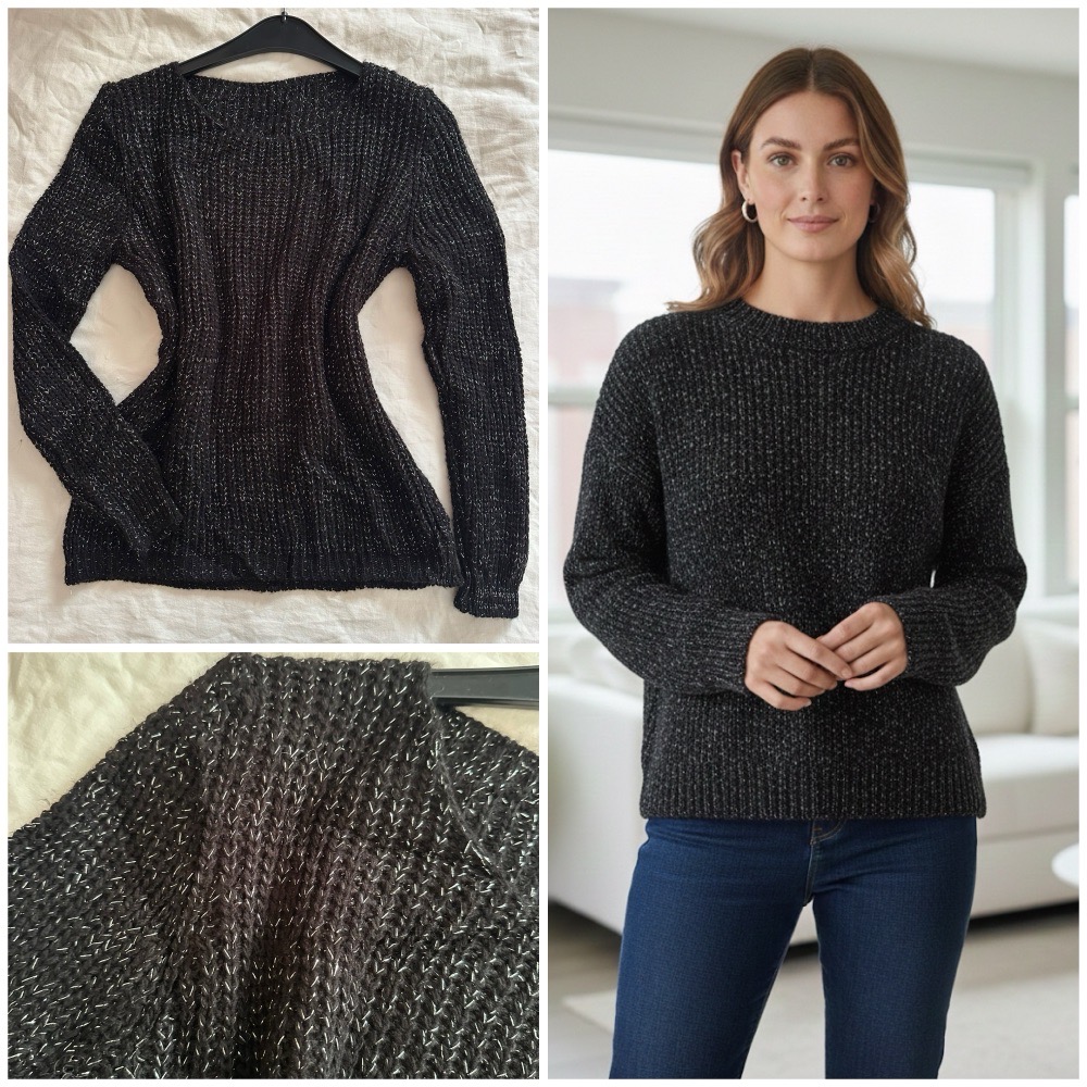 Pull femme pailletée en argent 😍🖤