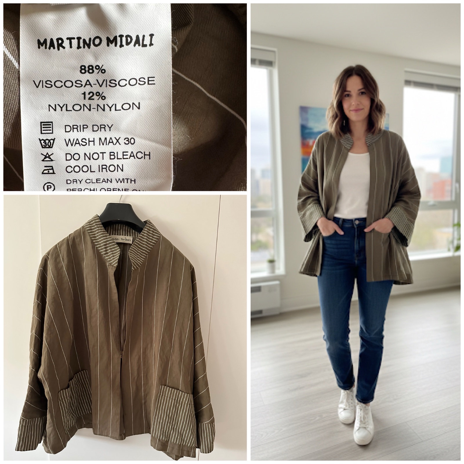 Veste Kimono Martino Midali - Style Architectural & Rayures 🌹