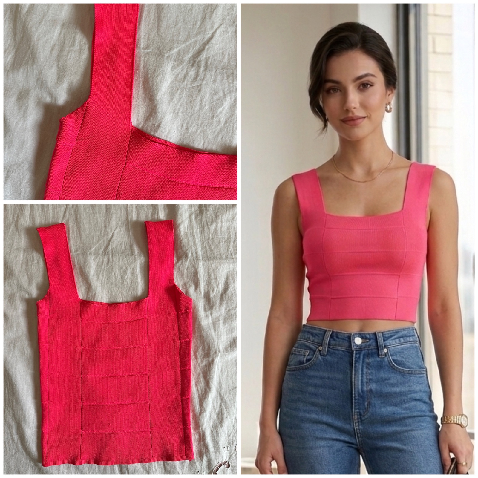 Top Bandage Fuchsia Structuré – Effet Gainant & Élégant ✨🔥🌸