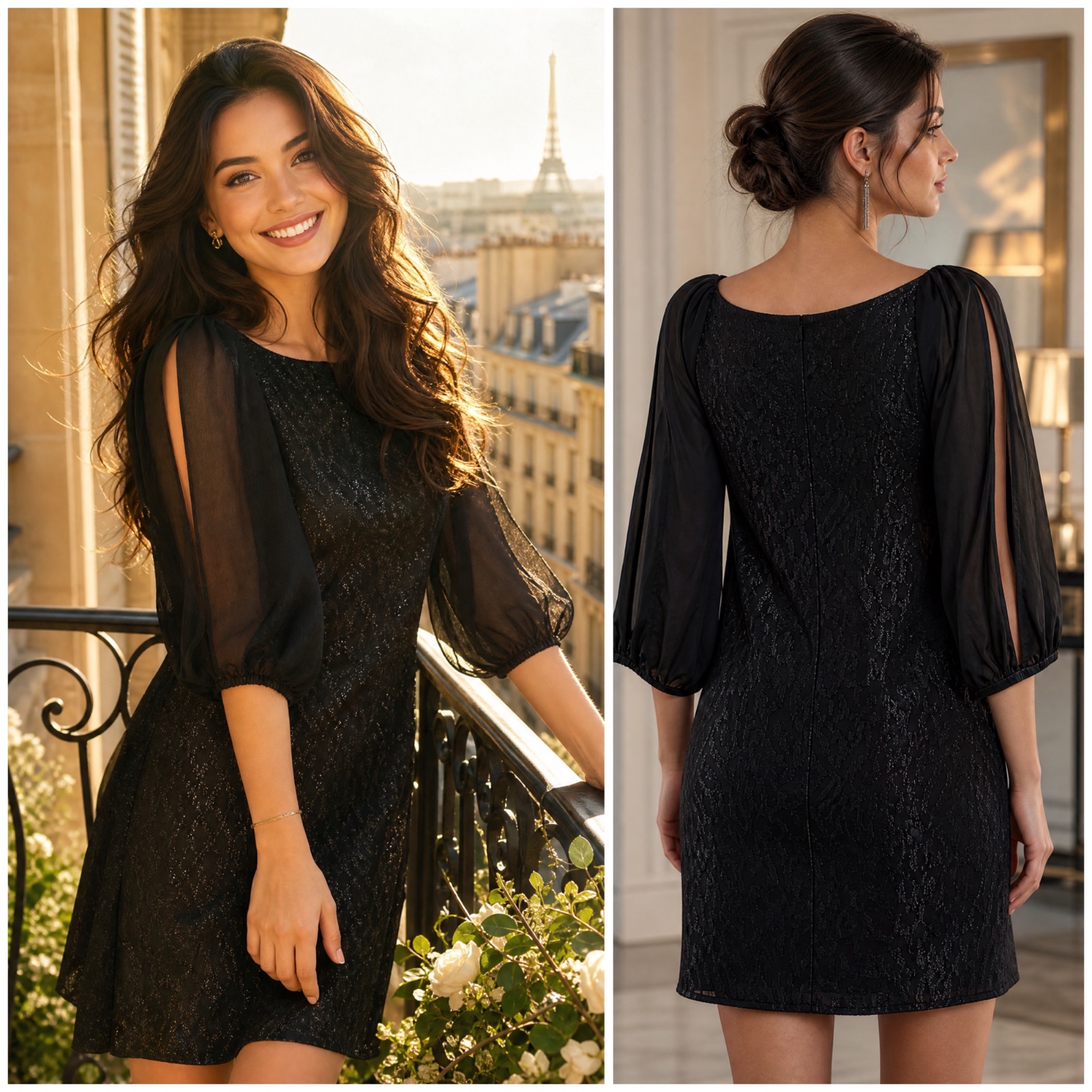 💎 Pièce d’Exception : Robe Monsoon London Noire – Coupe Parfaite au-dessus du Genou et Manches Fendues Ultra-Tendance✨🔥🥰🖤🌹