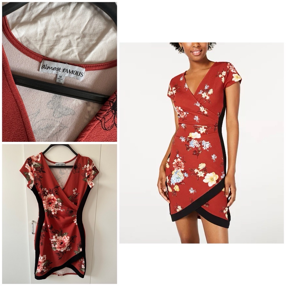 Robe moulante fleurie cache-cœur sur le devant🌹🌹