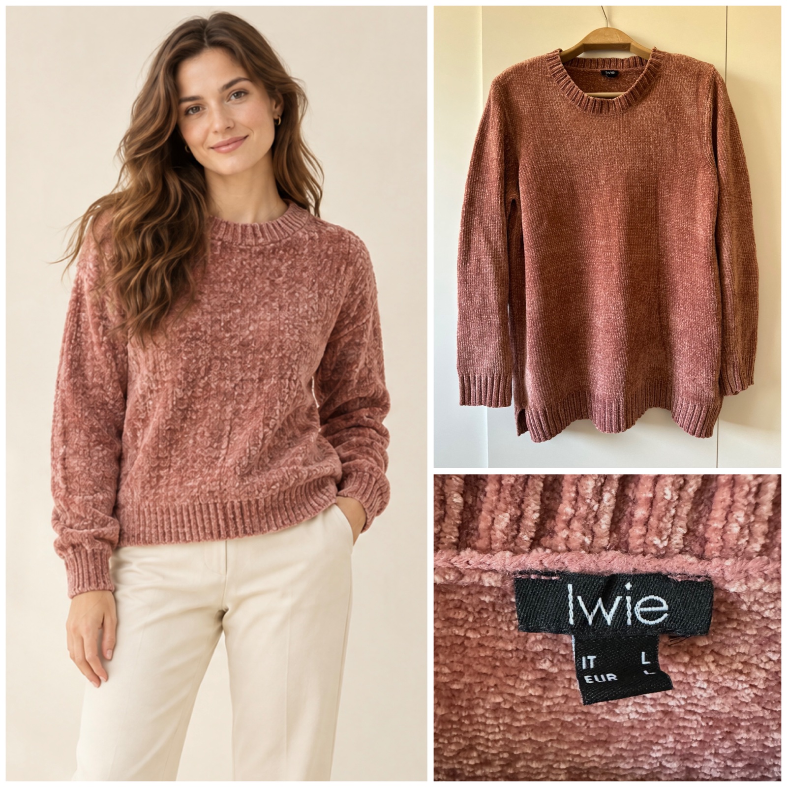 🌸 🤎✨ Pull Femme Rose Vieux Rose / Terracotta – Maille Douce et Moelleuse, Coupe Décontractée, Col Rond et Manches Longues, Style Casual Chic pour un Look Tendance et Cocooning 🍂🌸🔥✨