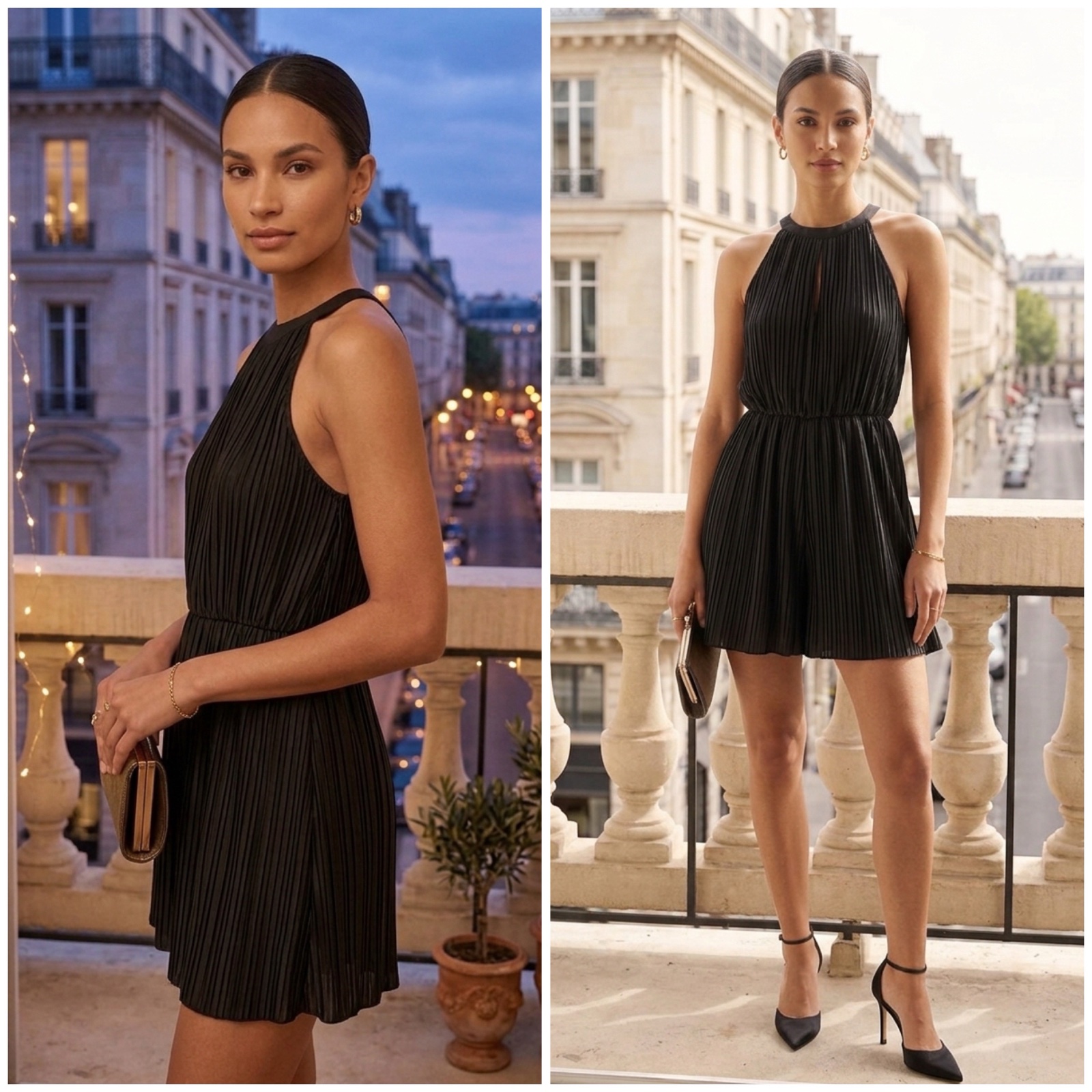 🖤 Magnifique Romper (Combishort) Plissé Noir - Style Chic 🌹🌹🌹