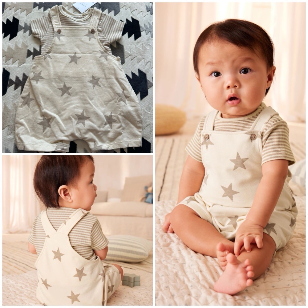 Neutral Star Baby Jersey 100% Cotton Dungarees and Bodysuit Set  ❤️🌹