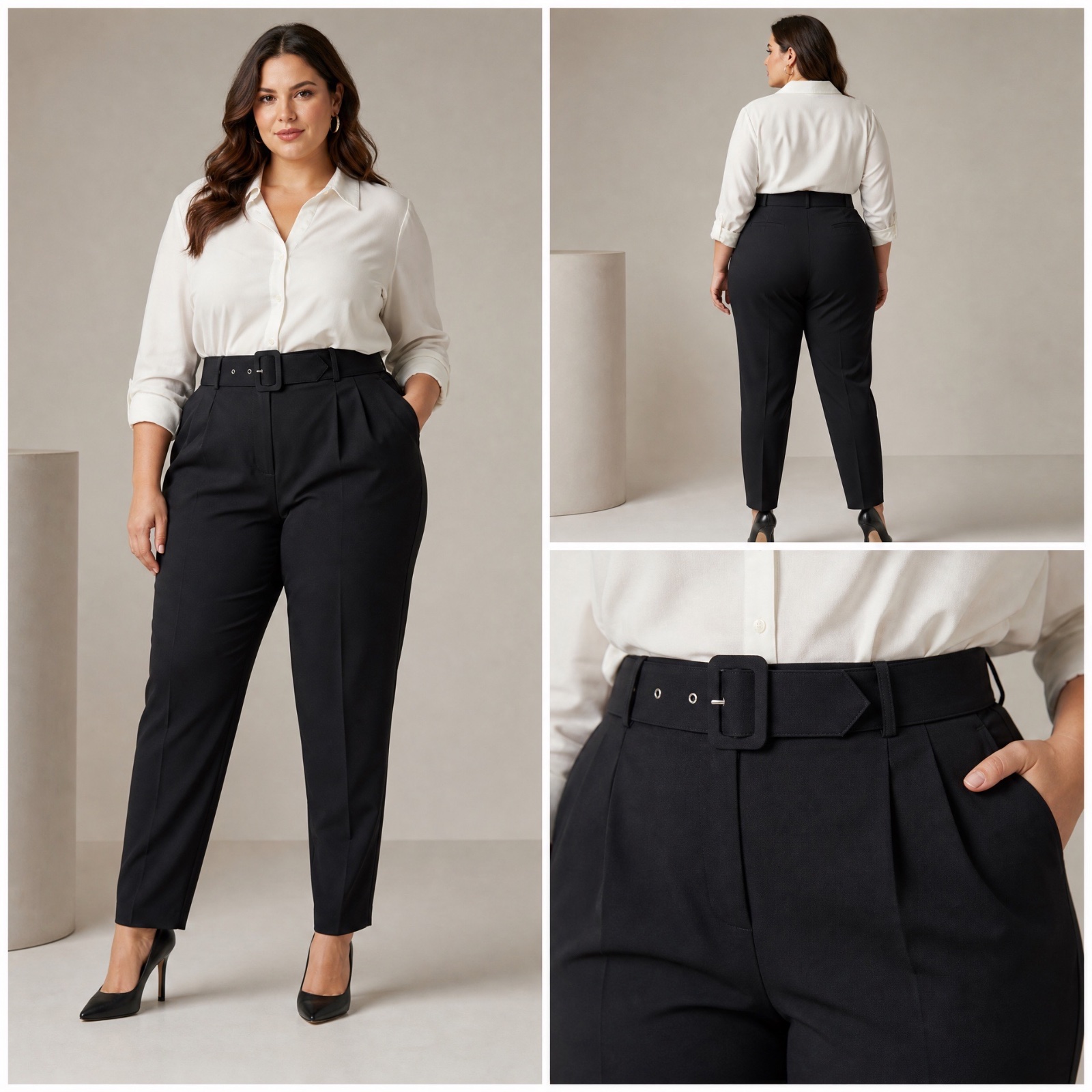 🌟 MUST-HAVE DRESSY PANTS 🌟 Pantalon Zara Noir Sophistiqué avec Ceinture Ajustable 🖤 Tissu de Qualité Supérieure & Taille Haute Gainante 💎 Taille XL