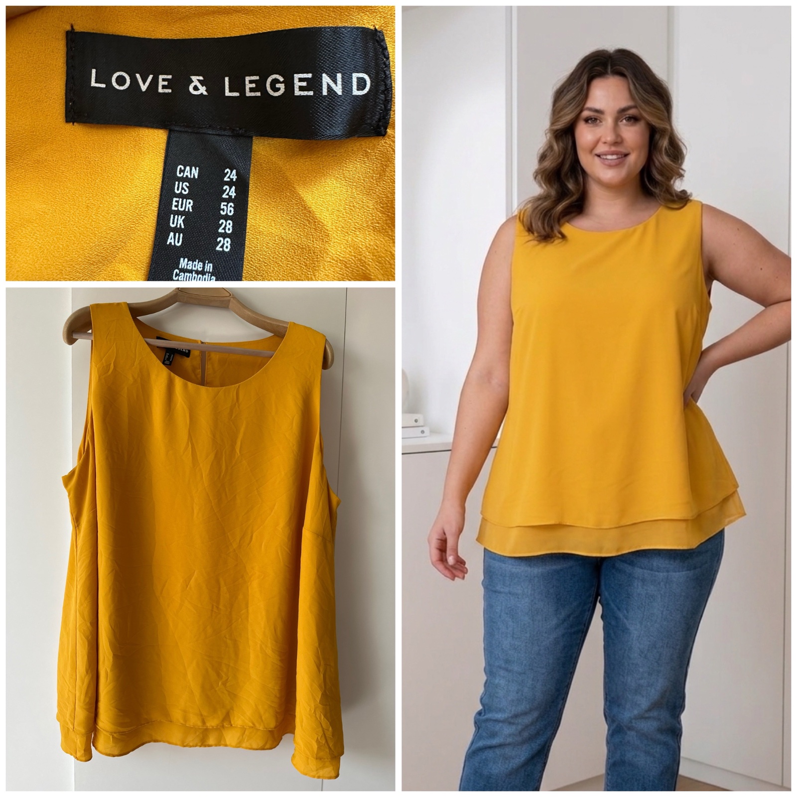 Haut moutarde Love & Legend – Fluide & Élégant – Taille 56 (Grande Taille)✨✨🔥🥰
