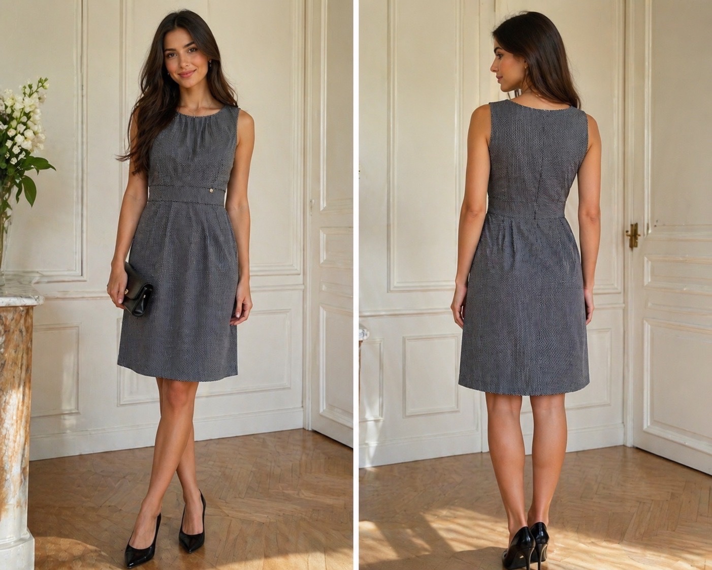 ✨ Robe AJAY by Liu Jo élégante noir & blanc – coupe flatteuse, style chic intemporel, fabrication italienne premium, parfaite pour bureau & occasions🔥✨🌹