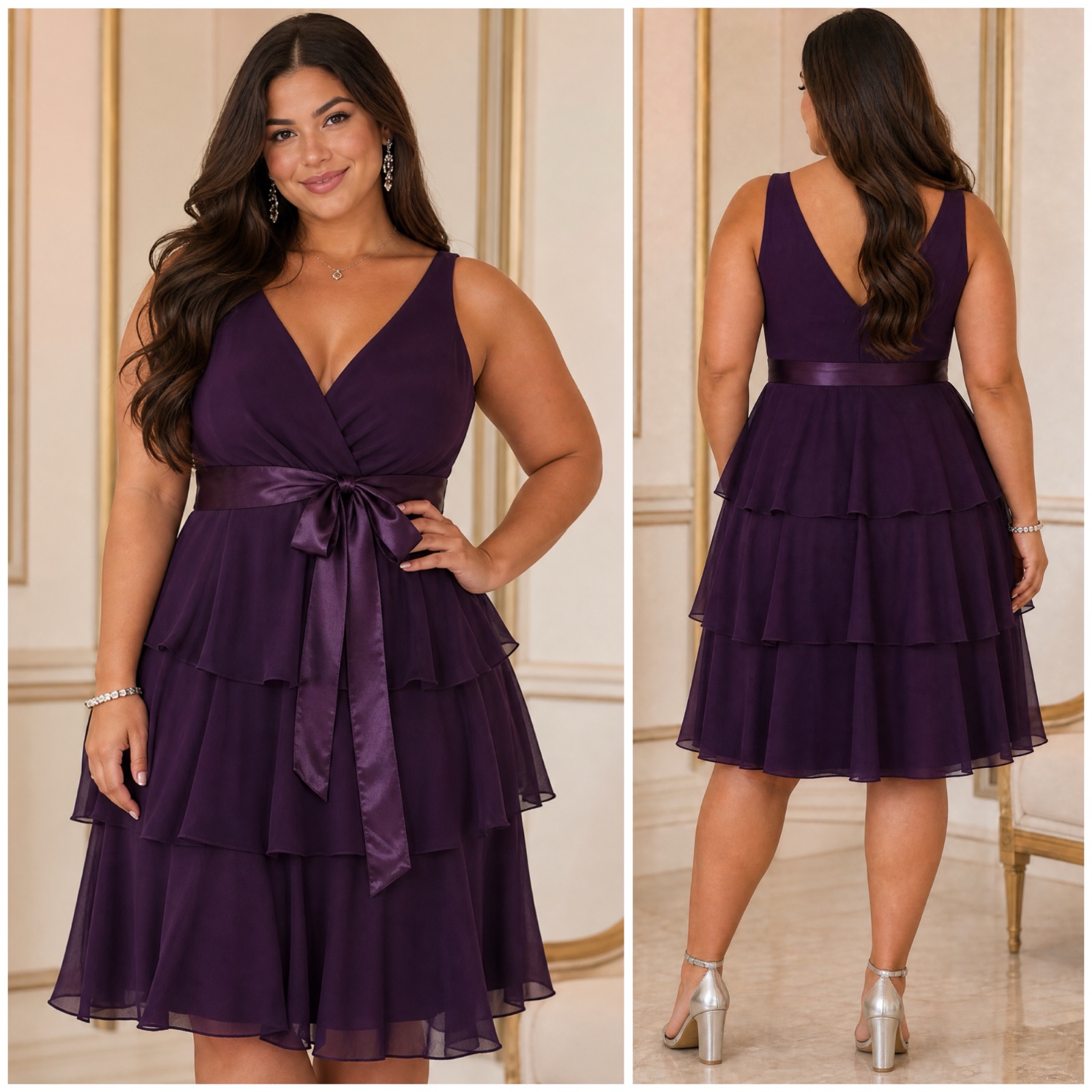 🔥 OFFRE À SAISIR : Magnifique Robe de Fête Yessica 👗 Violette à Volants 💜 Taille 44 ✨ Look Chic & Élégant Irréprochable 🔥