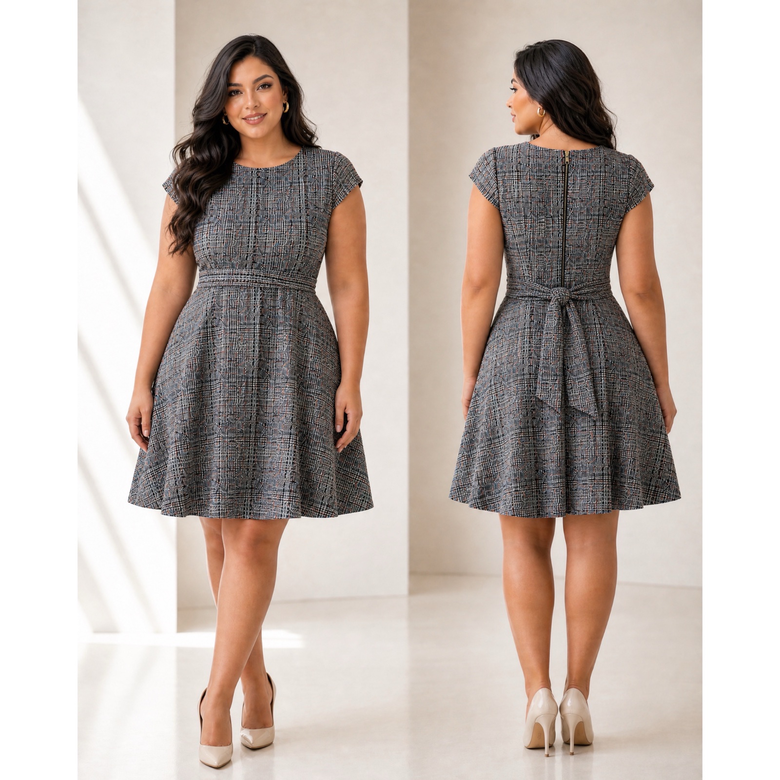 ✨ Élégante Robe Tweed Suzy Shier | Coupe Trapèze Chic & Intemporelle | Taille XL/TG | Parfaite pour Toute Occasion 💖