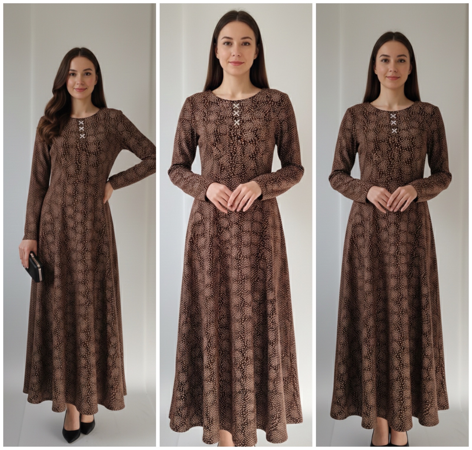 🤎 Robe Longue "Butterfly" – Harmonie Chocolat & Beige🤎