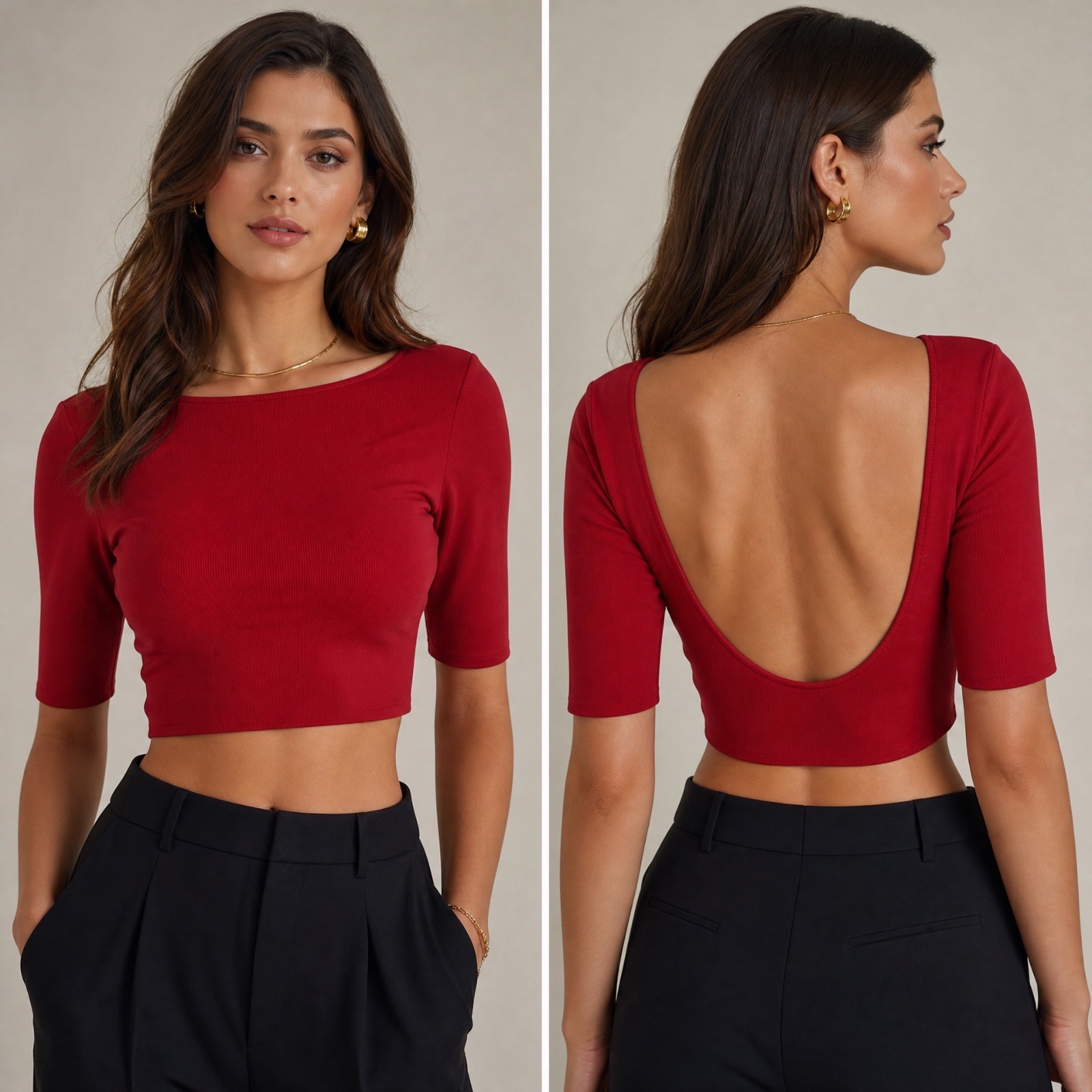 HAUT ROUGE DOS OUVERT H&M EDITION 🔥 | Style Sophistiqué & Coupe Tendance | Matière Confortable & Extensible❤️