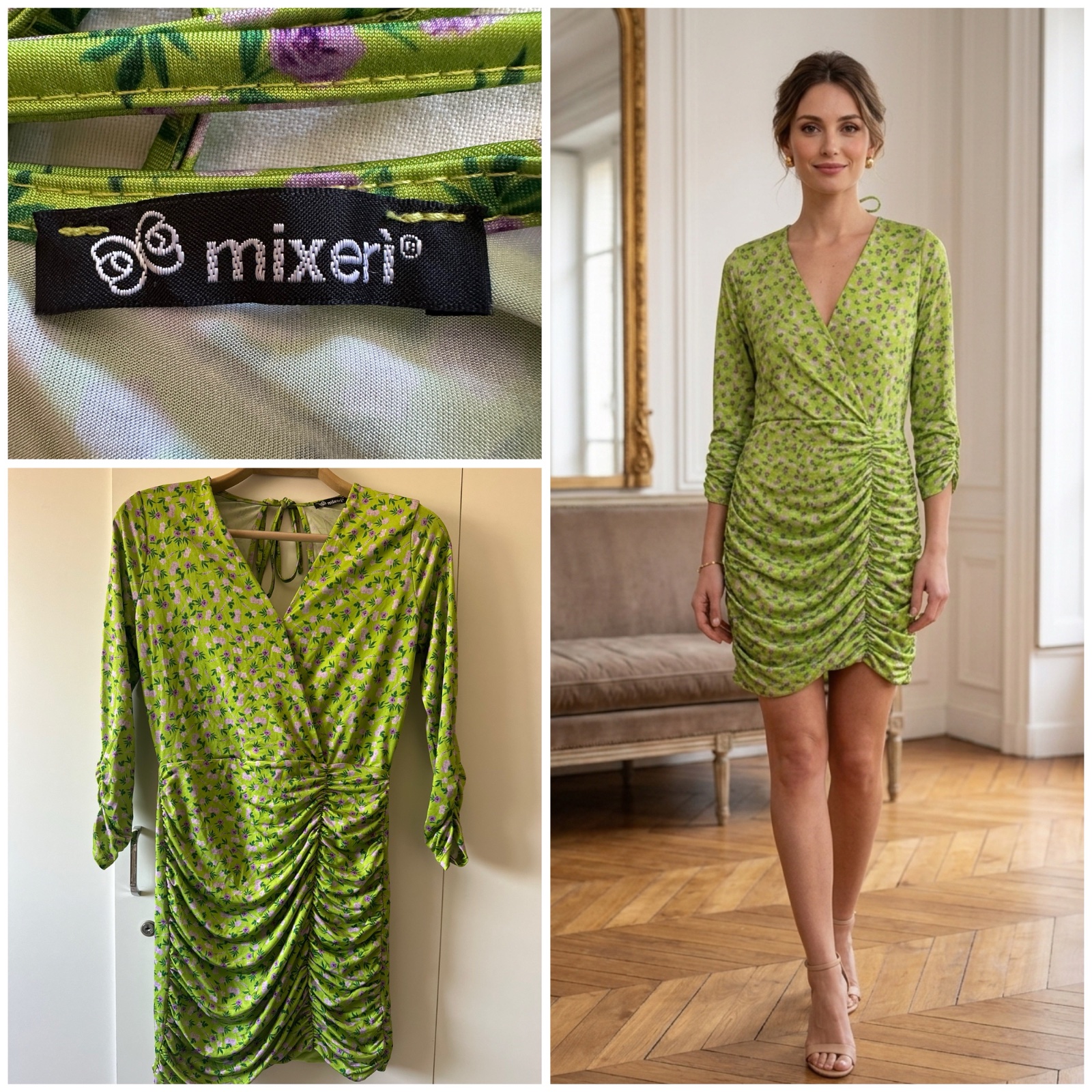Robe Courte Fleurie "Mixerì" – Style Italien & Coupe Ajustée✨🌹🔥🌹💚