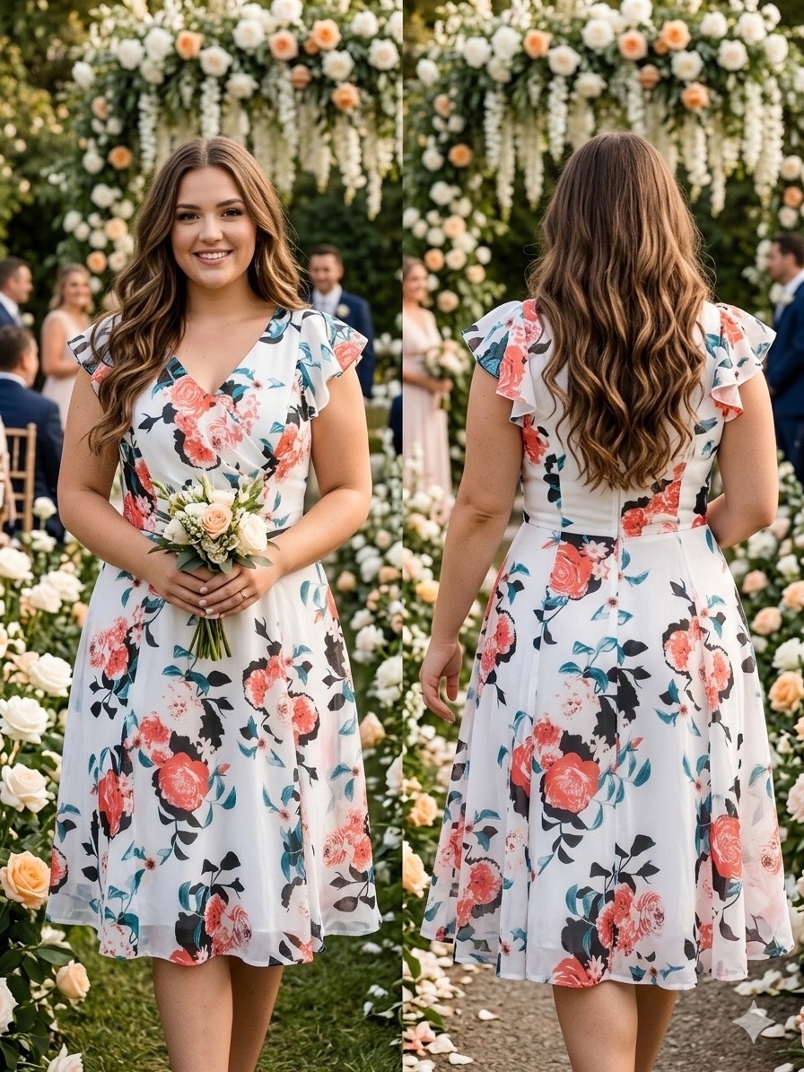 Robe chic Suzy Shier motif floral - Coupe flatteuse avec volants - Taille 42/44 - Tissu haute qualité doublé 🌹🔥✨💕🌸