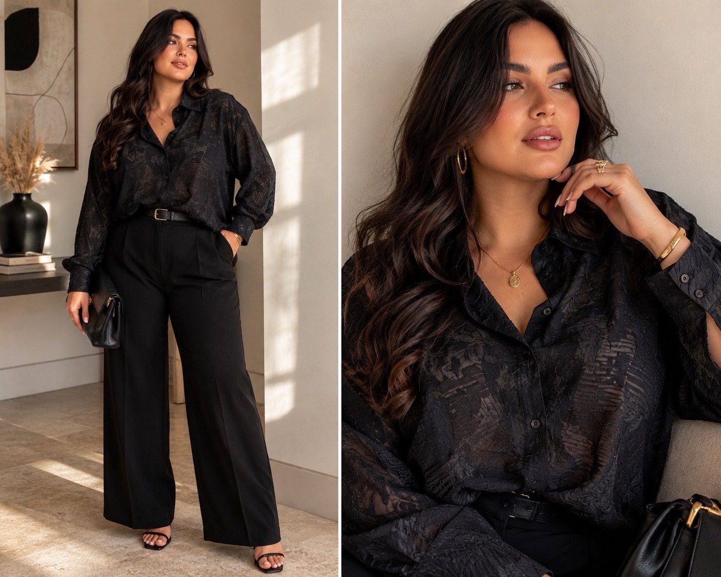 🖤✨ CHEMISE PULI NOIRE TEXTURÉE CHIC & ÉLÉGANTE – Coupe Fluide, Manches Longues, Style Intemporel 🔥🌹🥰💞🌹✨