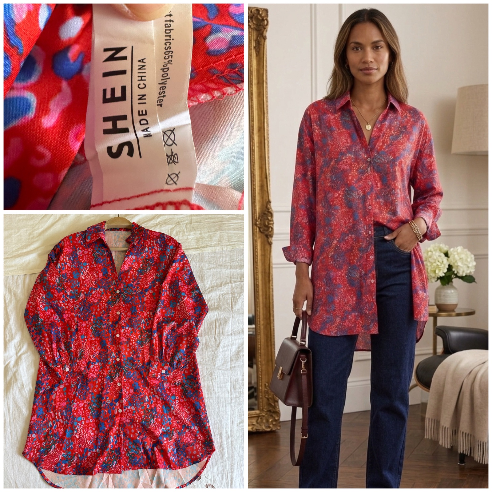 Chemise Longue Fluide à Imprimé Abstrait - SHEIN (Neuve) 💞🌸