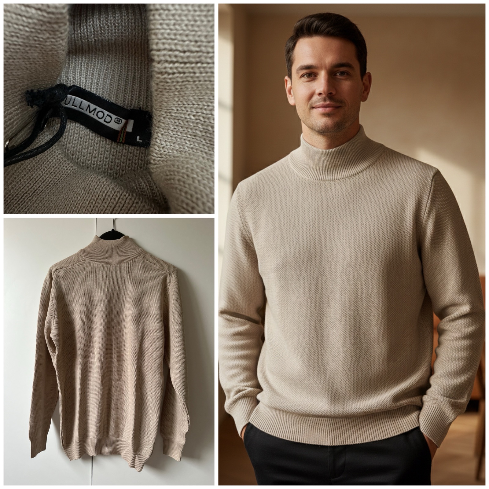 Pull homme col cheminée – Élégance & confort 😍🌹