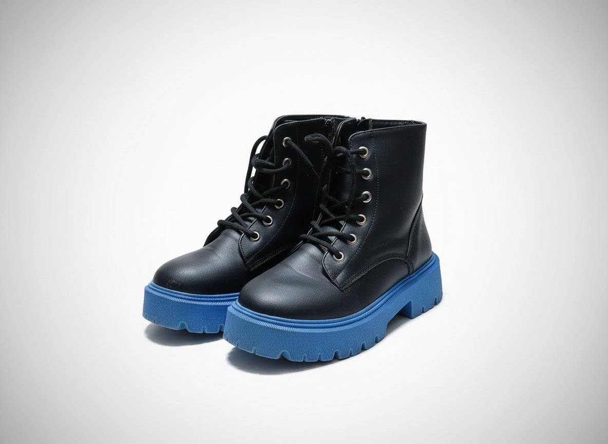 Bottine noir avec le bleu 