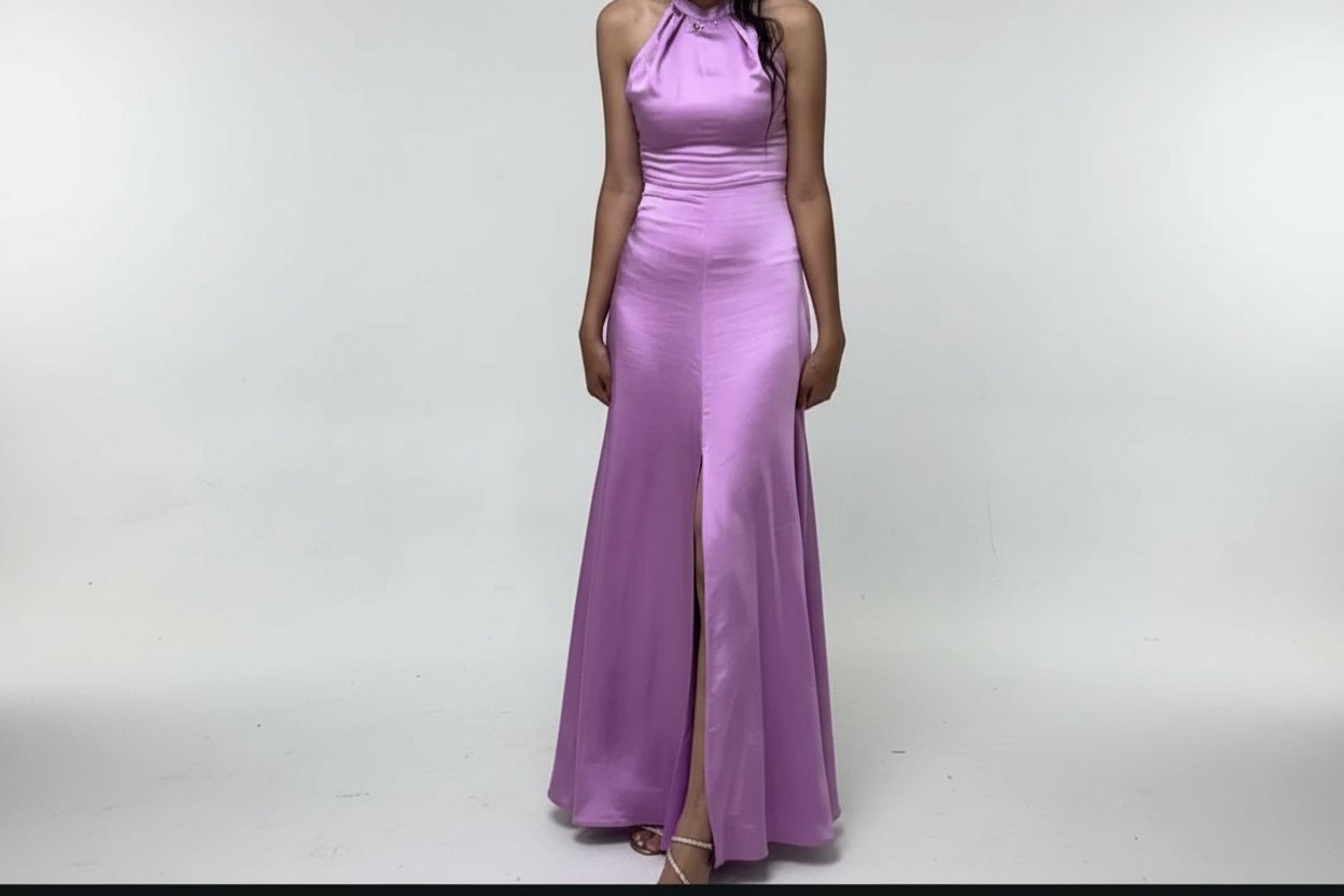 Robe satin violet 