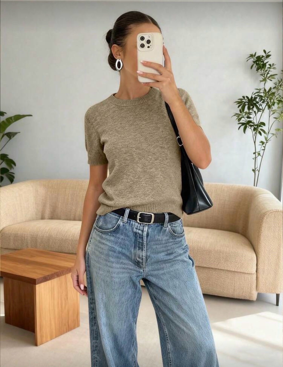 Zara: Pull à col rond Beige 